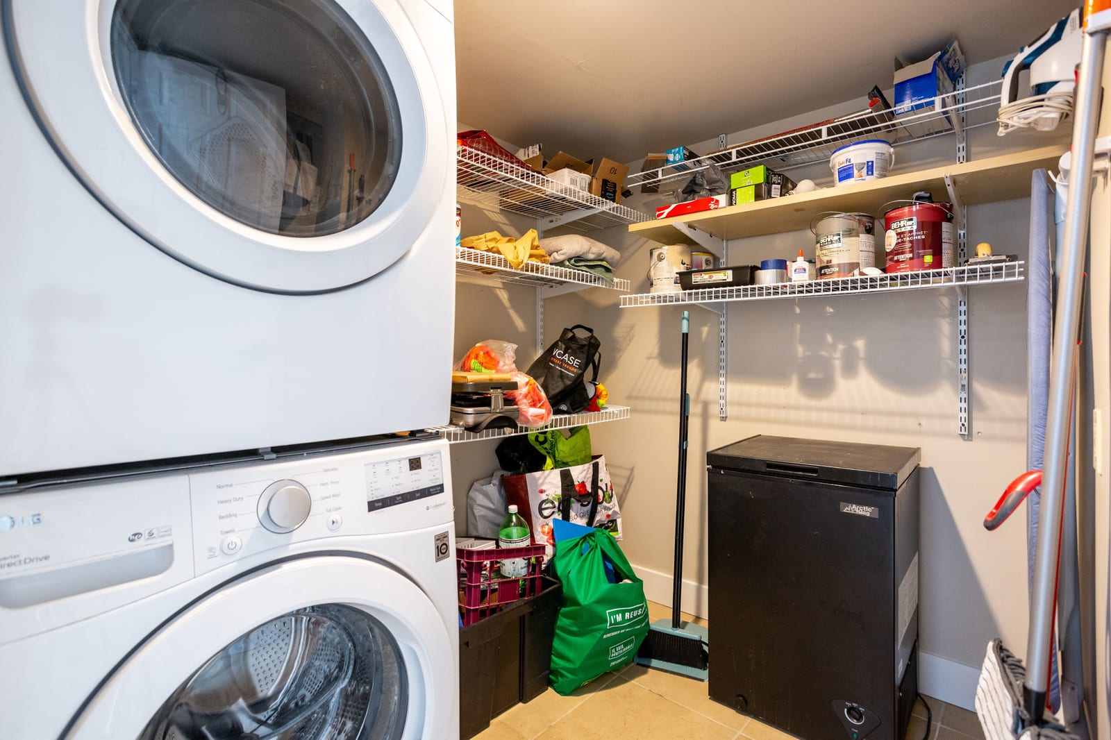 In-suite laundry and storage
