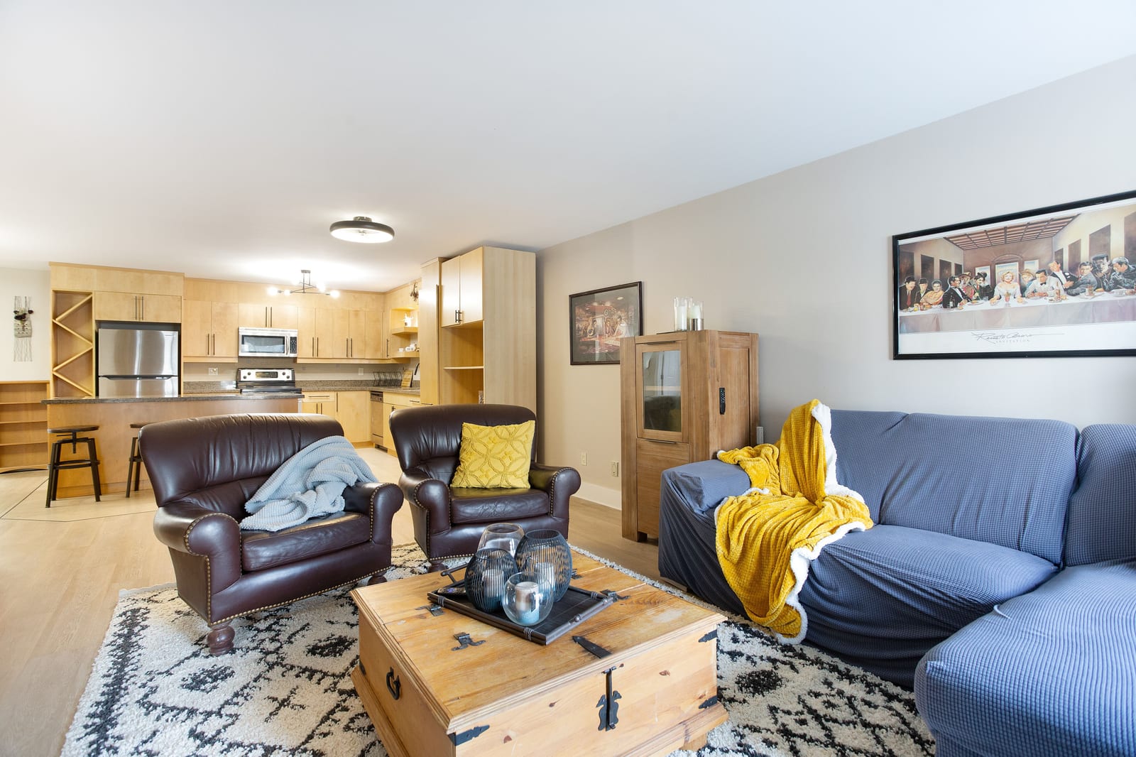 Open living room and kitchen