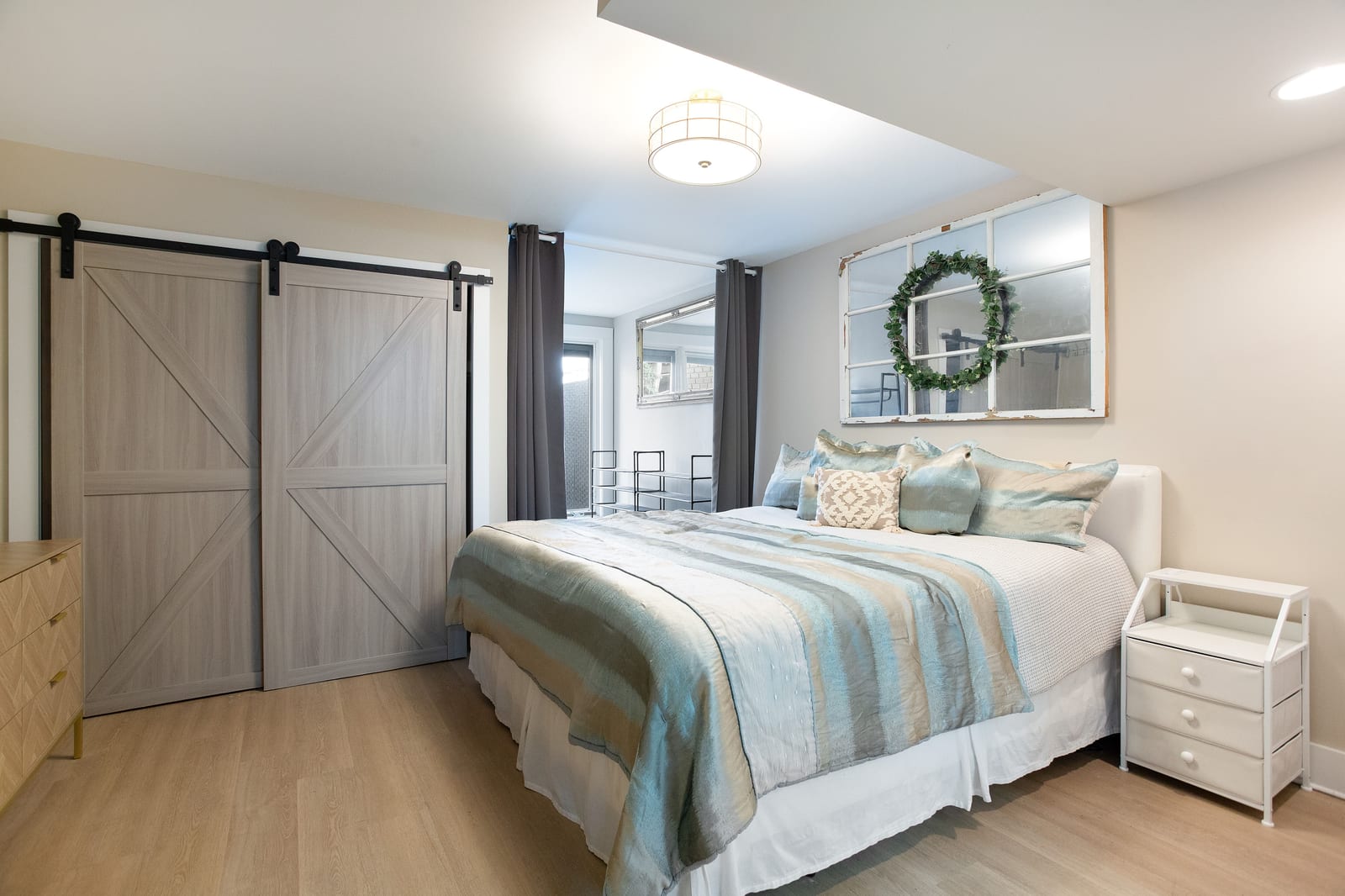 Primary bedroom with sliding door