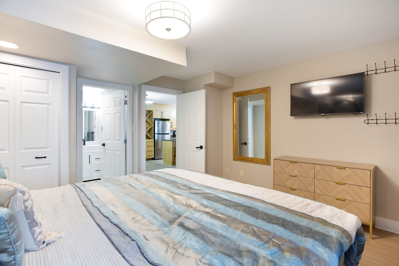 Primary bedroom facing the entrance