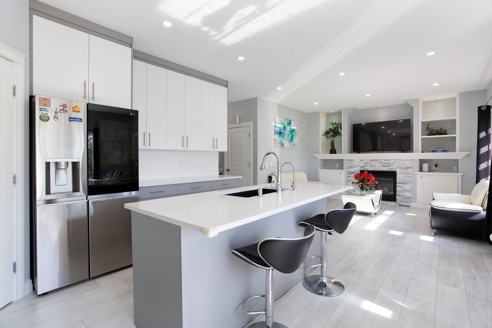 Kitchen opening to the main living room