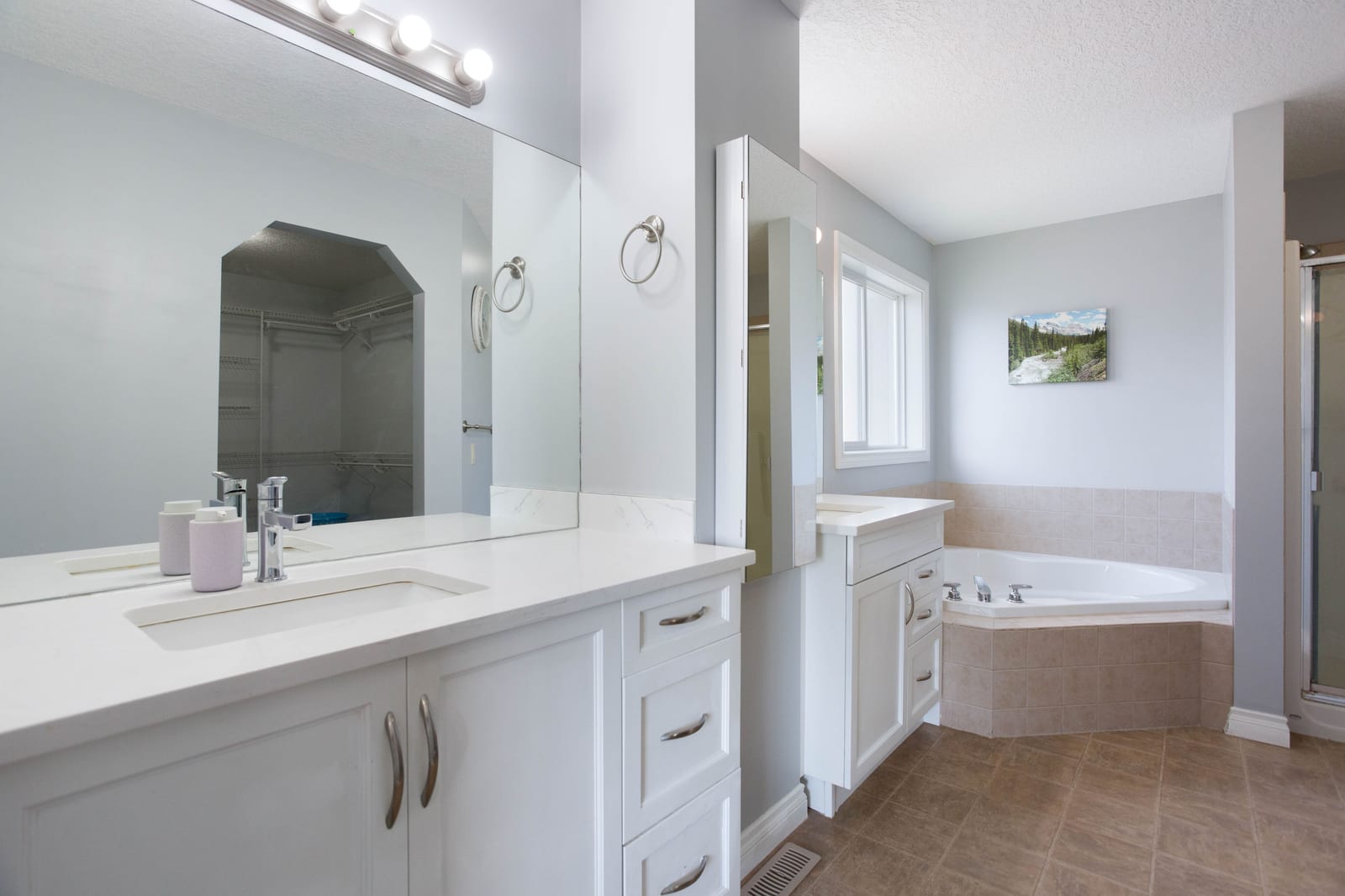 Ensuite vanity and bathtub
