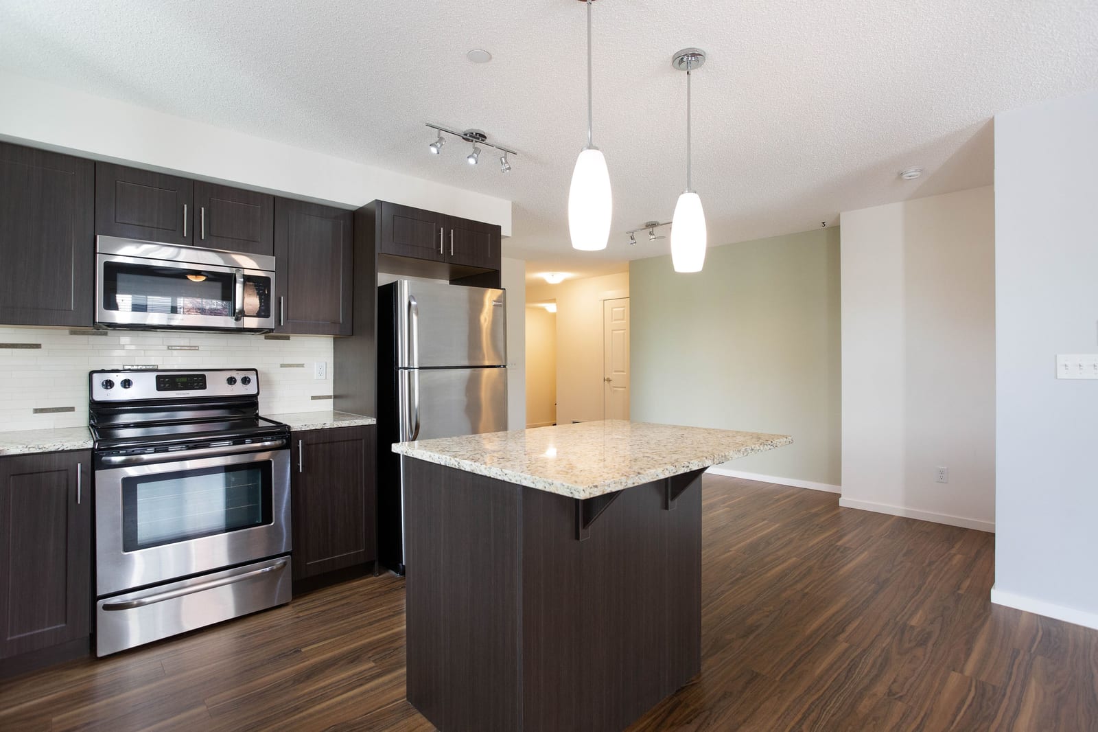 Kitchen and open dining connection