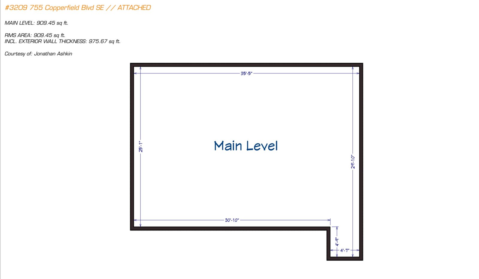 Original measurement diagram for unit 3209; review dimensions with the listing agent