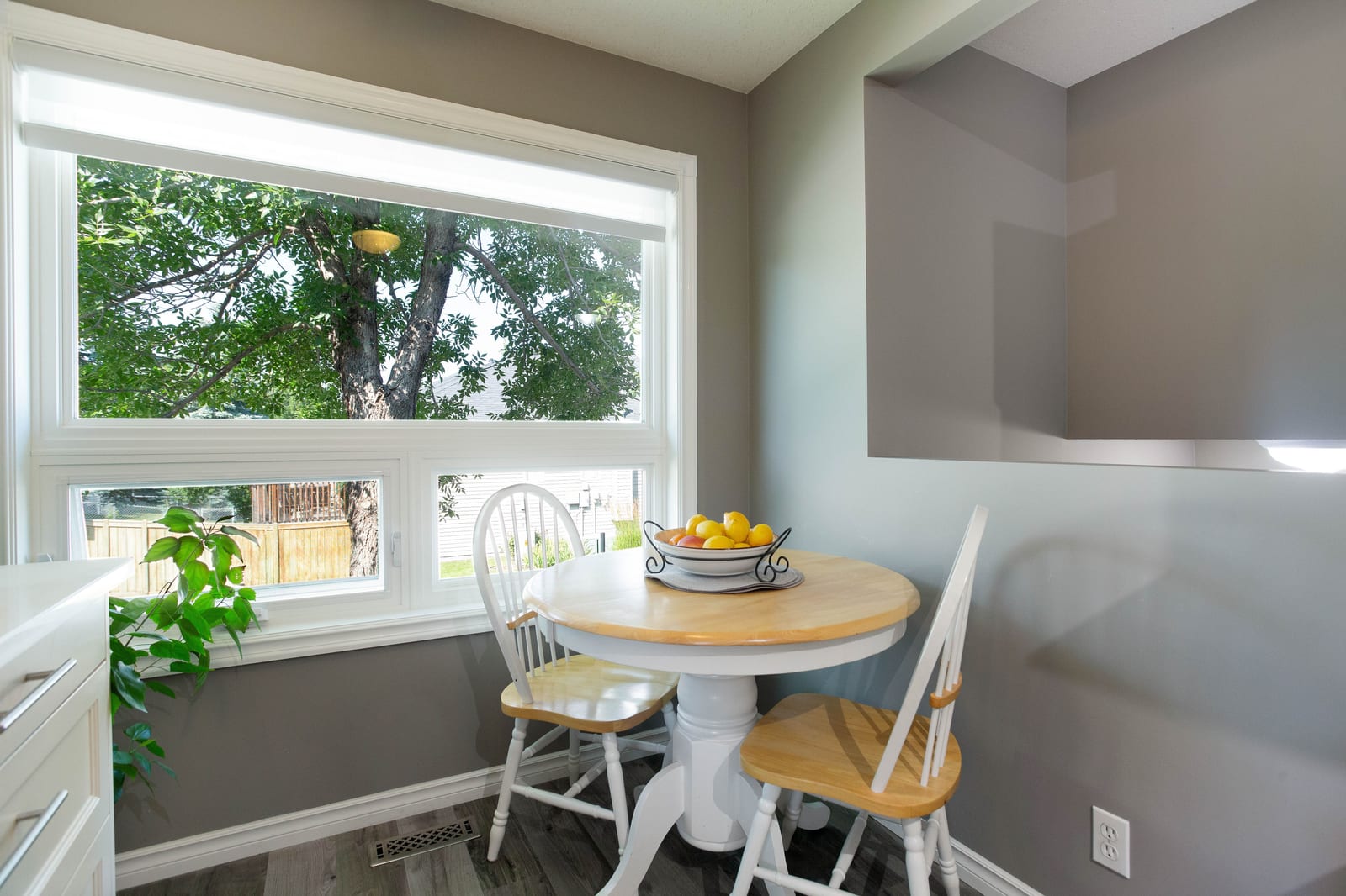 The breakfast nook overlooking trees