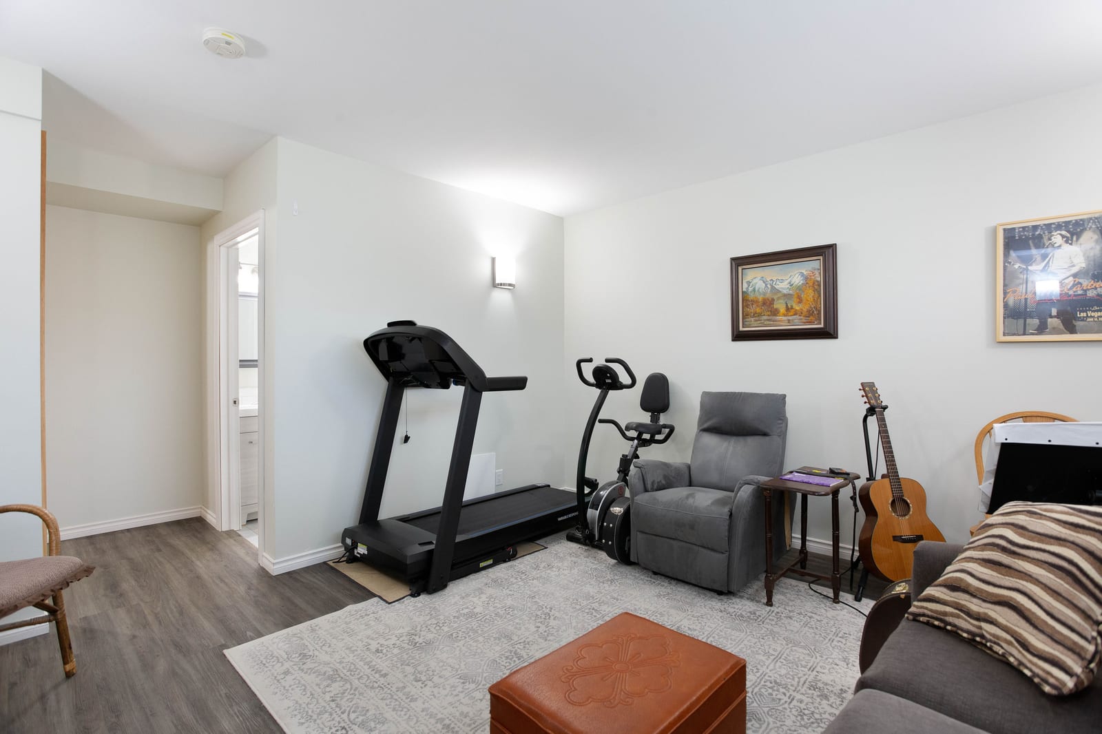 The developed lower-level family room