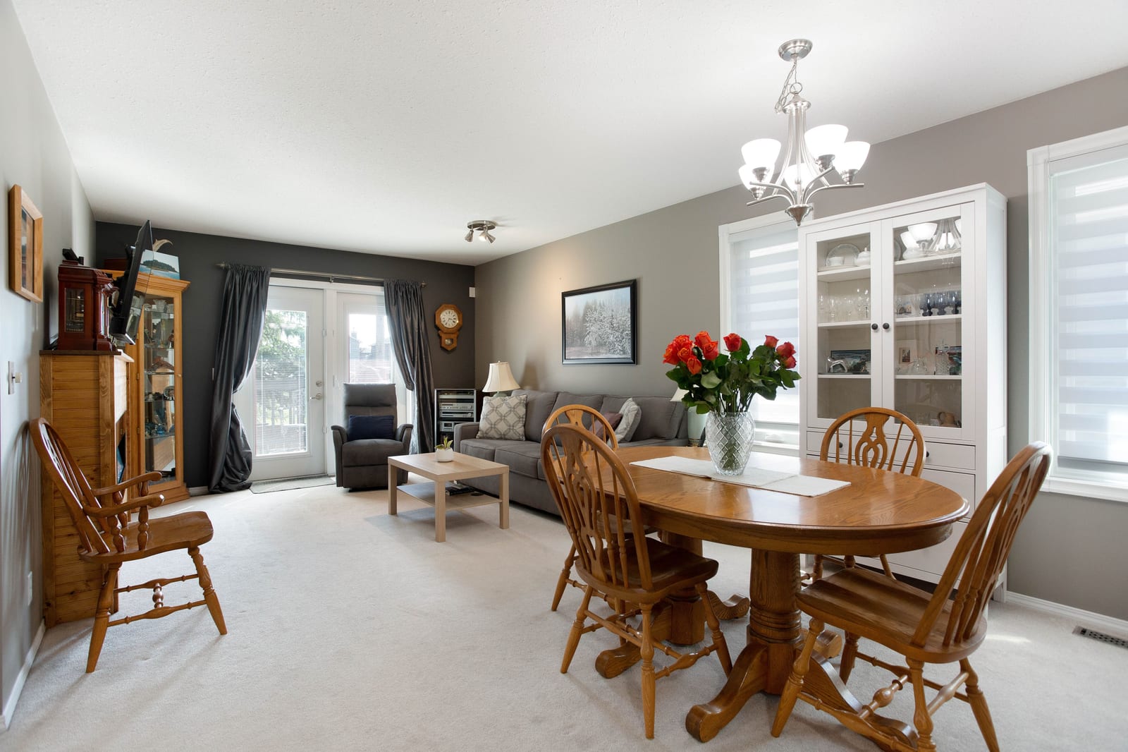 Dining above the living area
