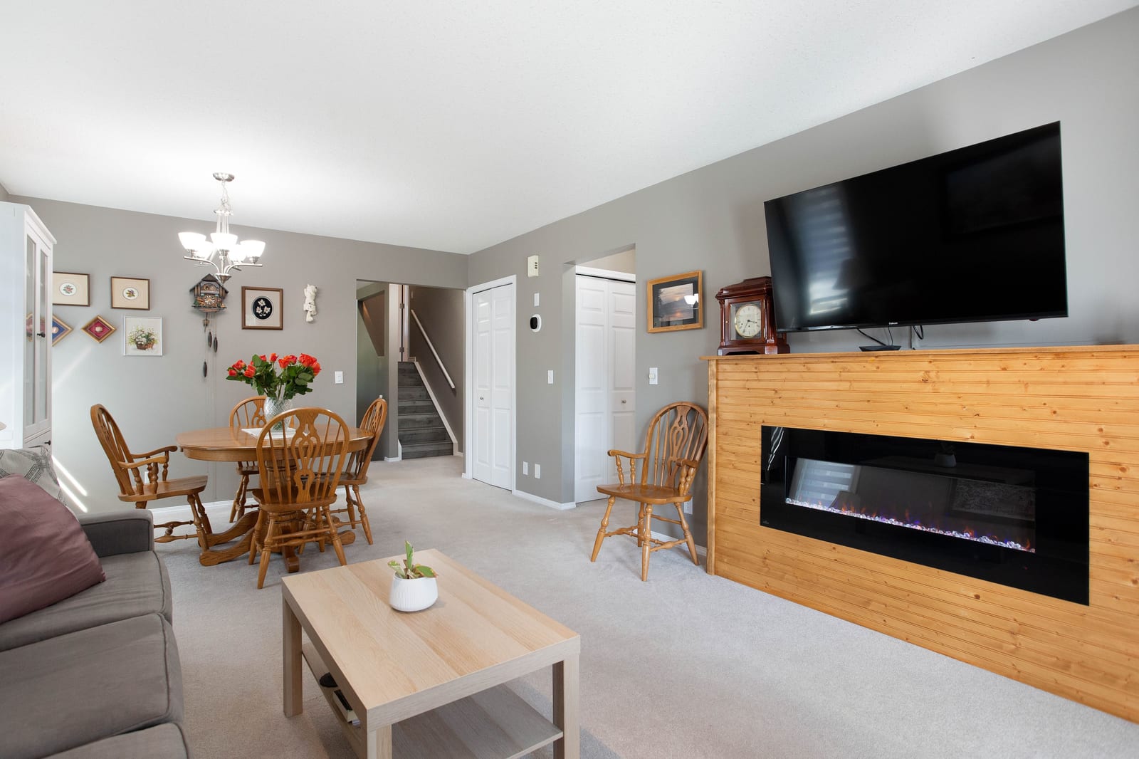 Living and dining spaces across levels