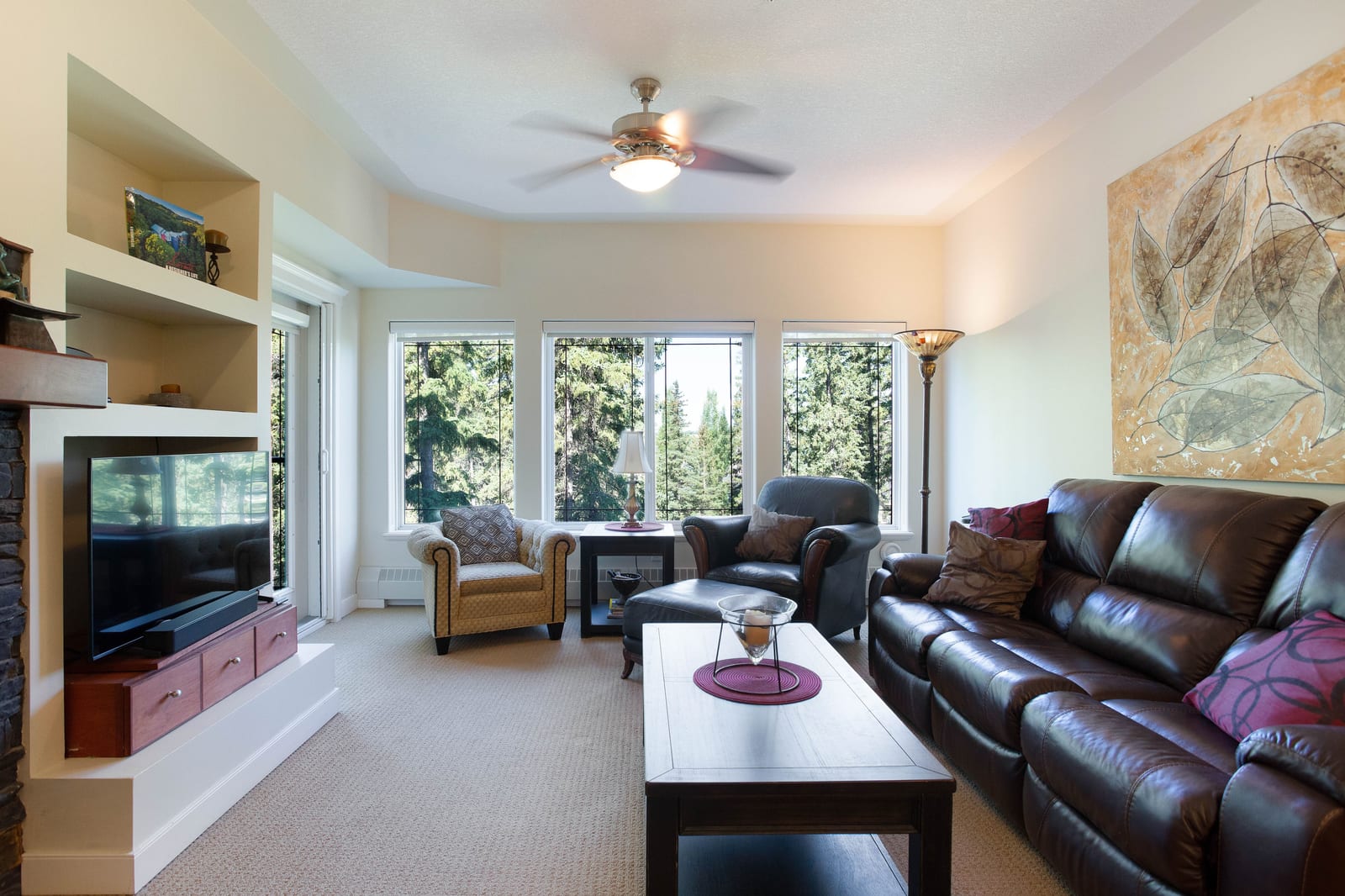 Living room windows and trees