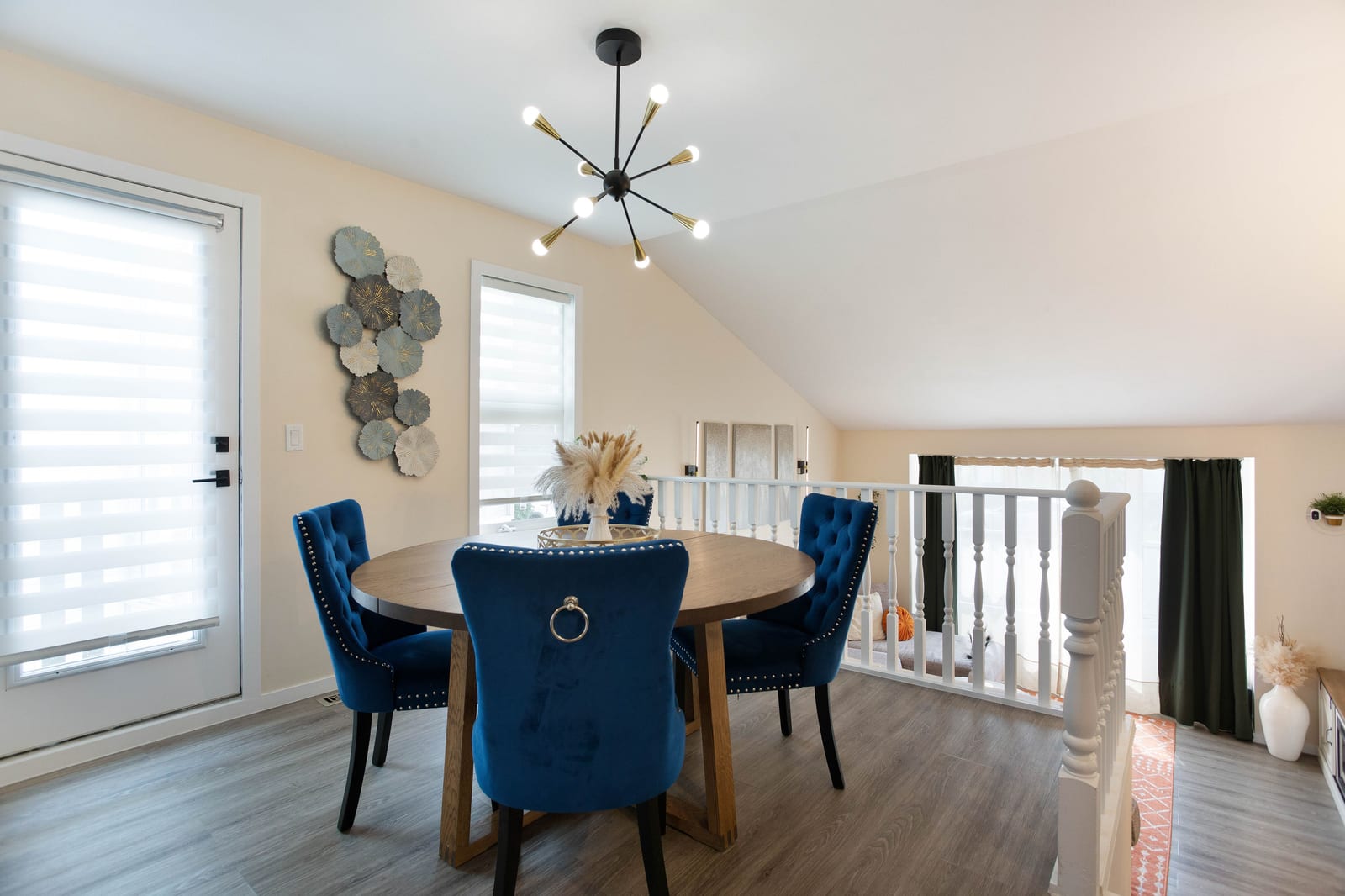 Dining above the living room