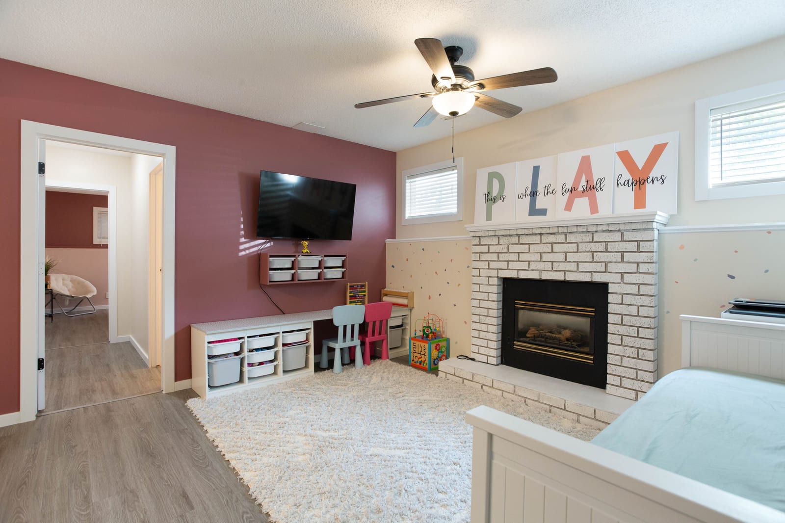 The lower-level family room