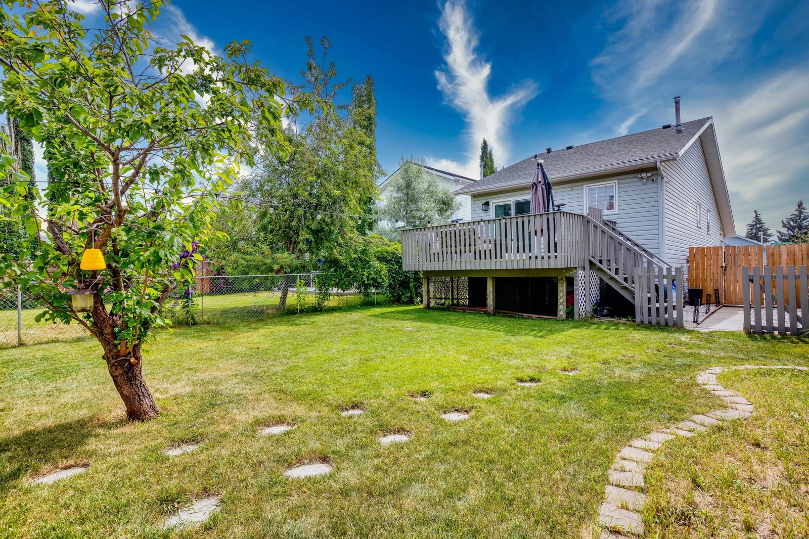 The rear of the home and deck