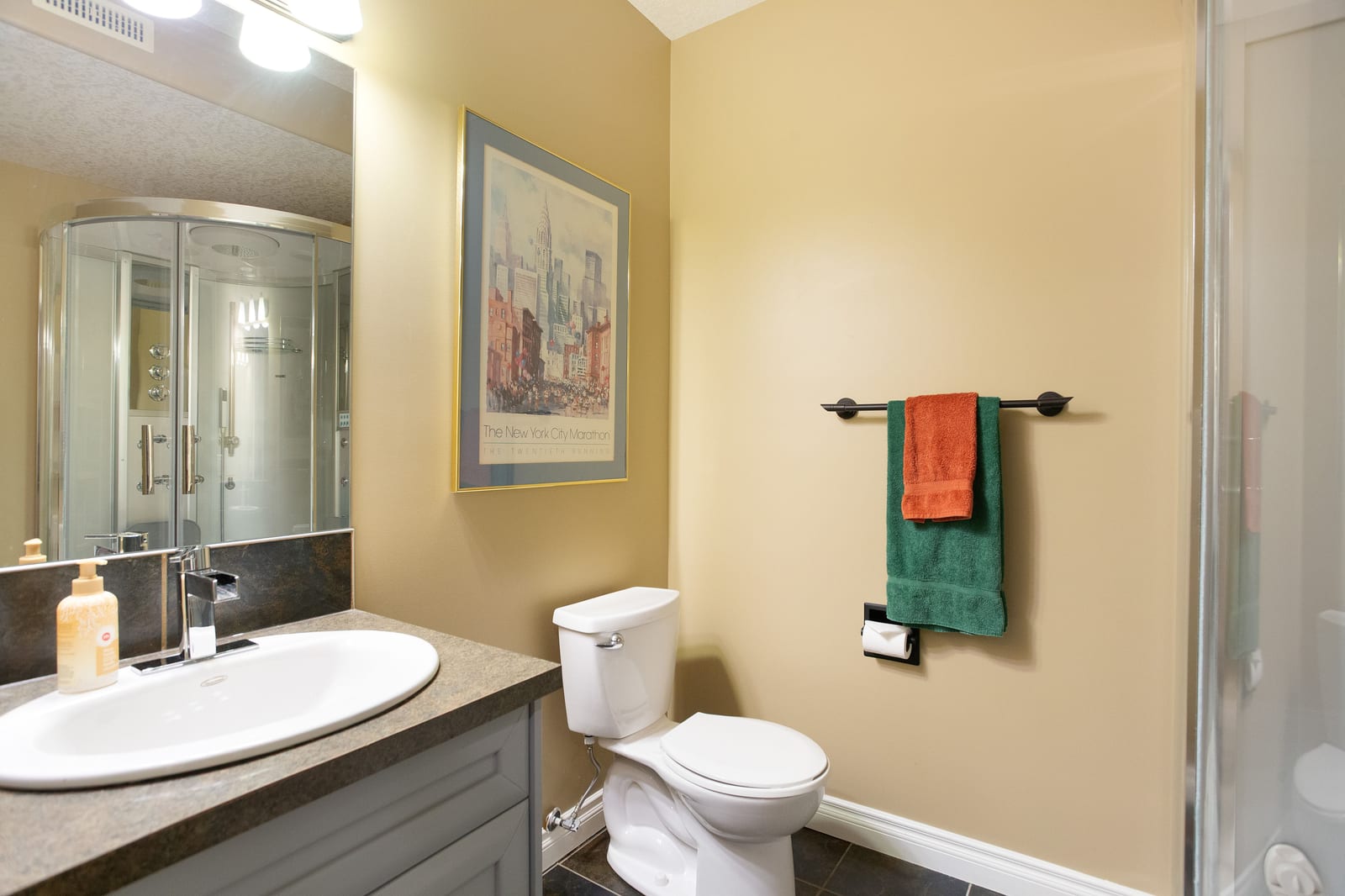 Lower-level bathroom vanity
