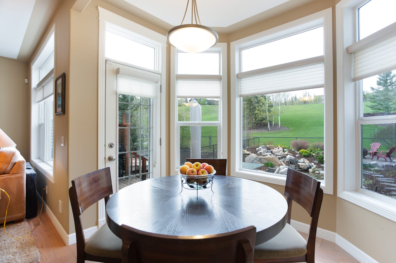 Dining area with garden-facing windows