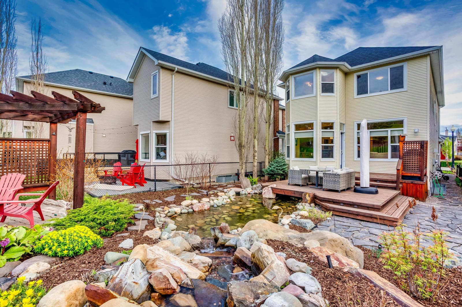 Rear patio beside the home