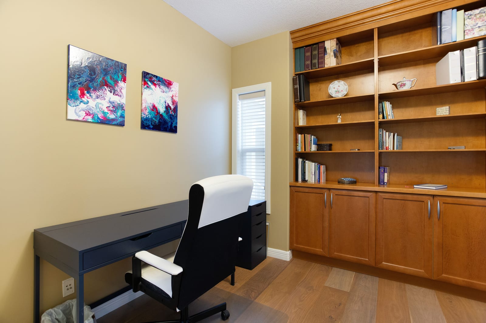 Main-floor office with built-in cabinetry