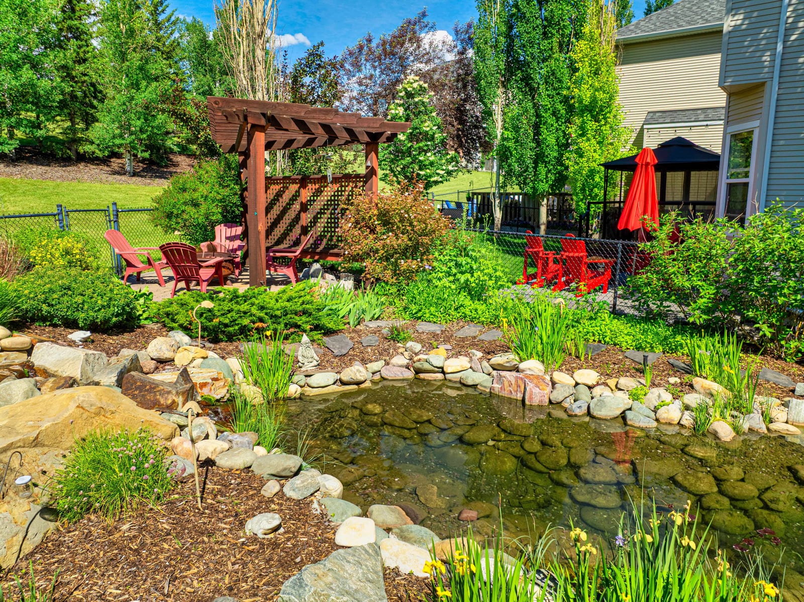 Landscaped garden with pergola