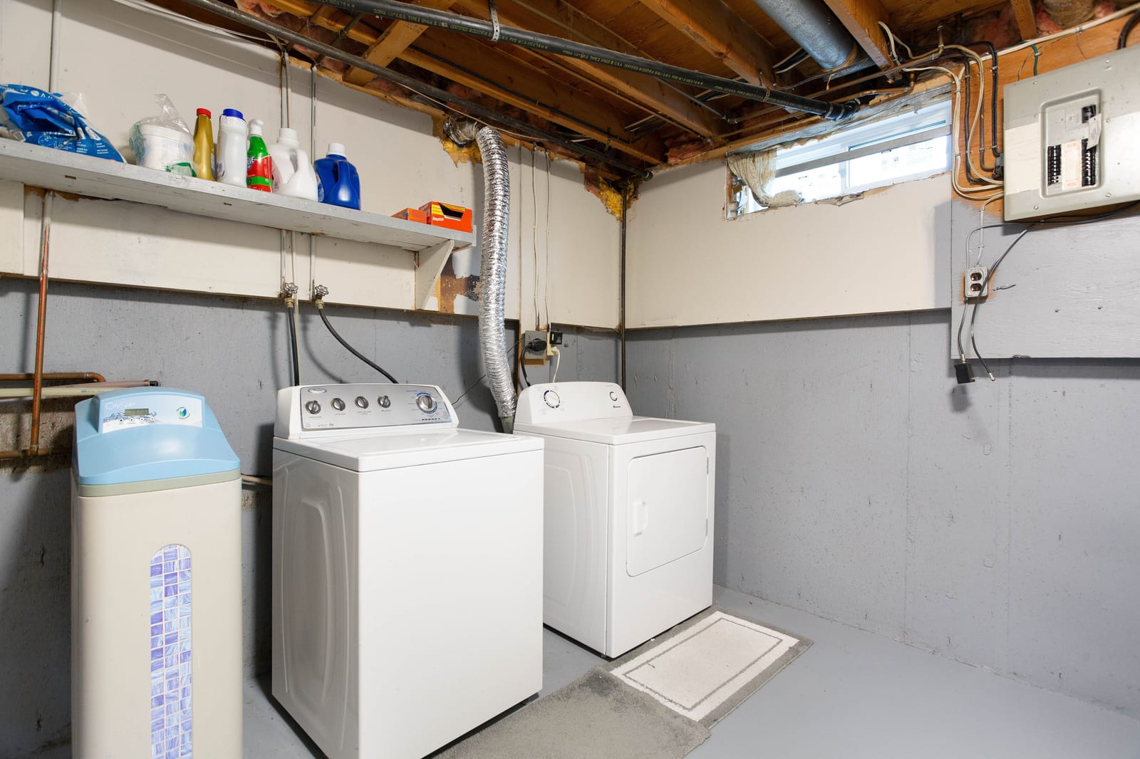 Basement laundry and utility area