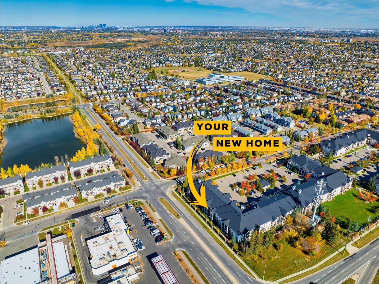 Annotated aerial showing the building location