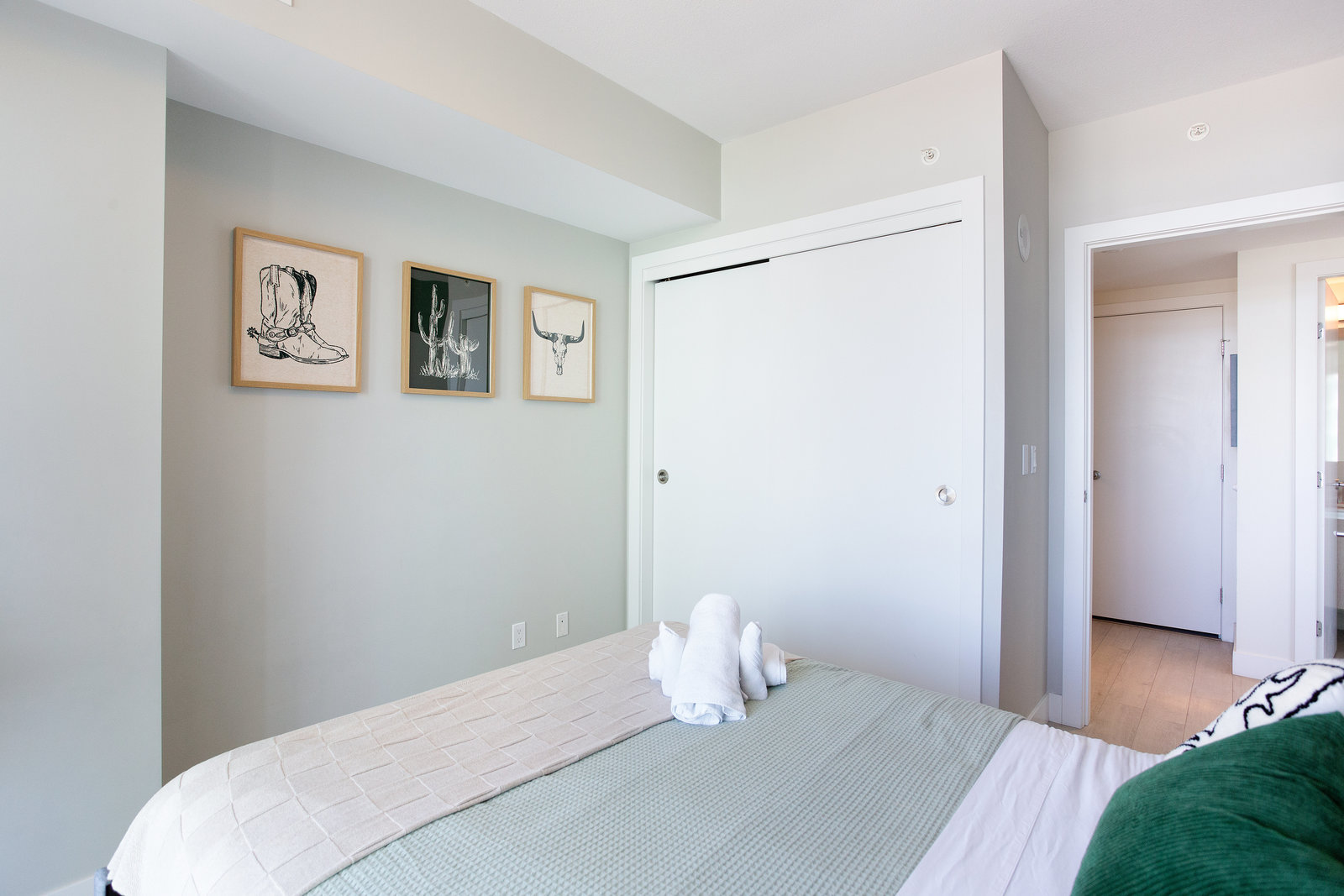 Bedroom and adjoining hallway