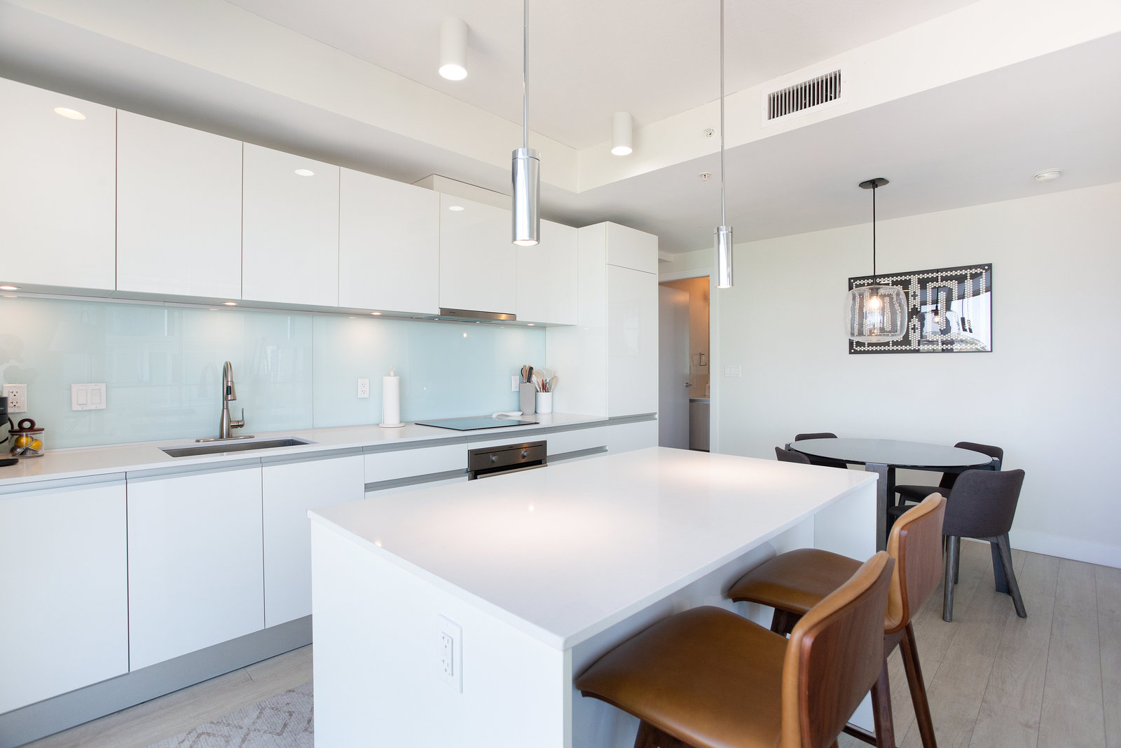 Kitchen island and dining area