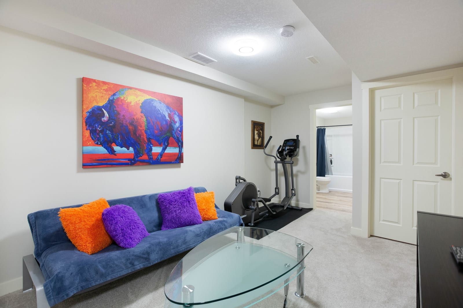 The finished lower-level recreation room