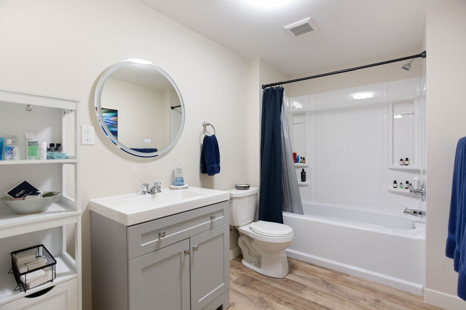 The lower-level bathroom