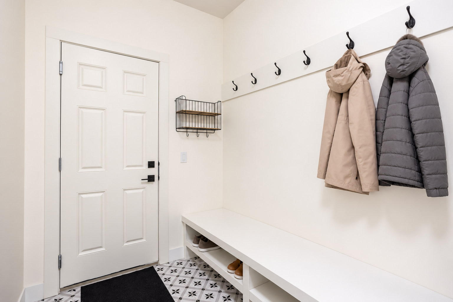 Mudroom with bench and hooks — 809 Mandalay Link