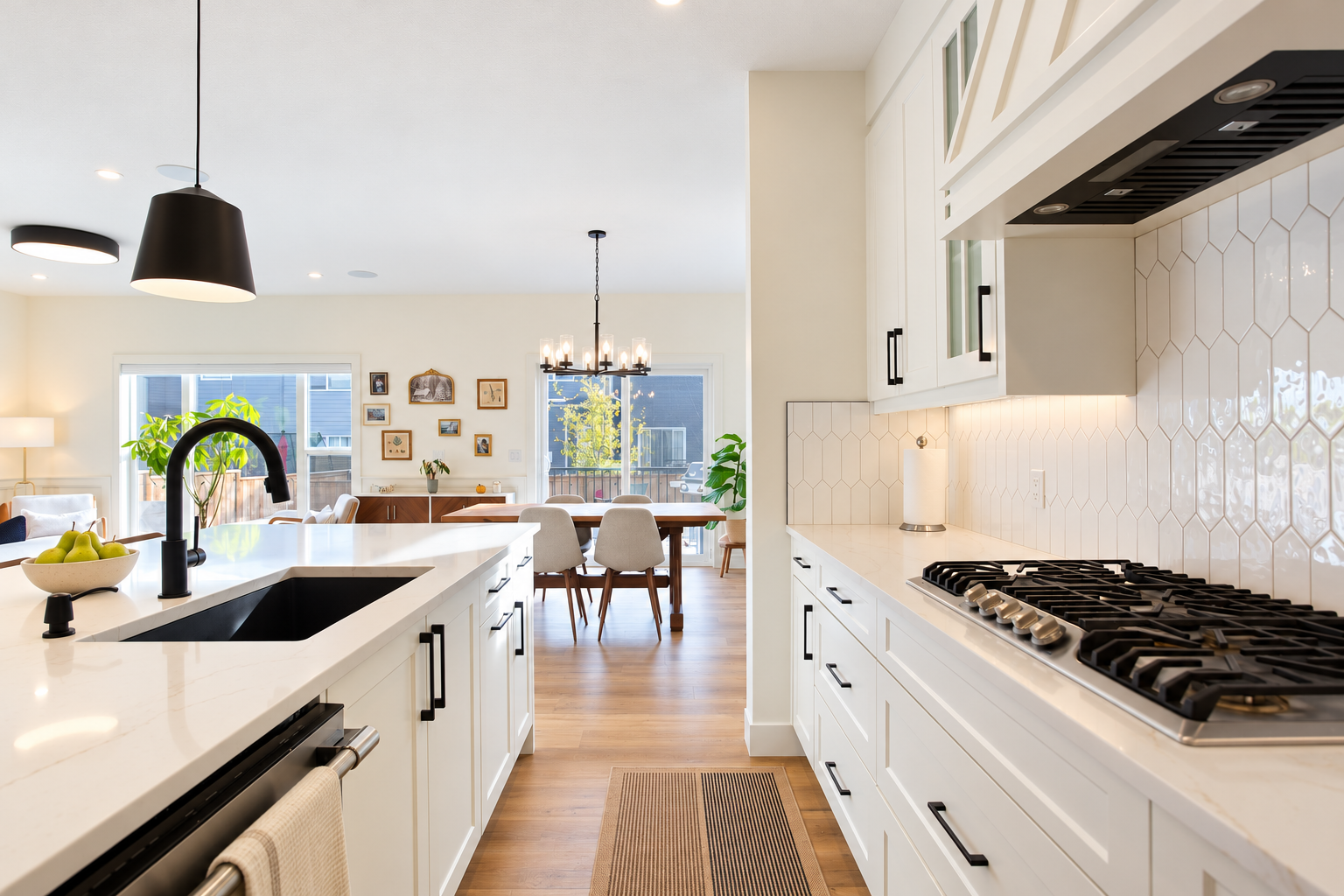 Kitchen sink and cooktop looking toward dining area — 809 Mandalay Link