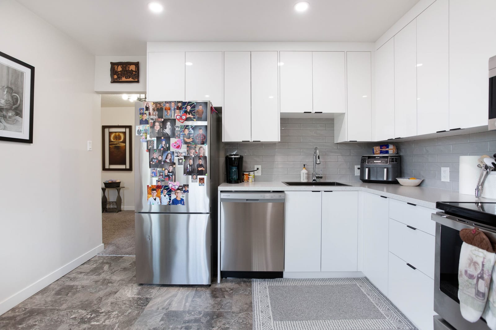 Kitchen with stainless steel appliances