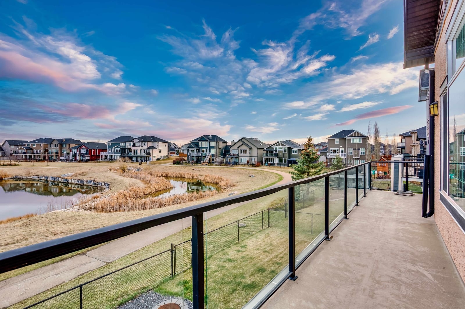 Raised deck overlooking the pond