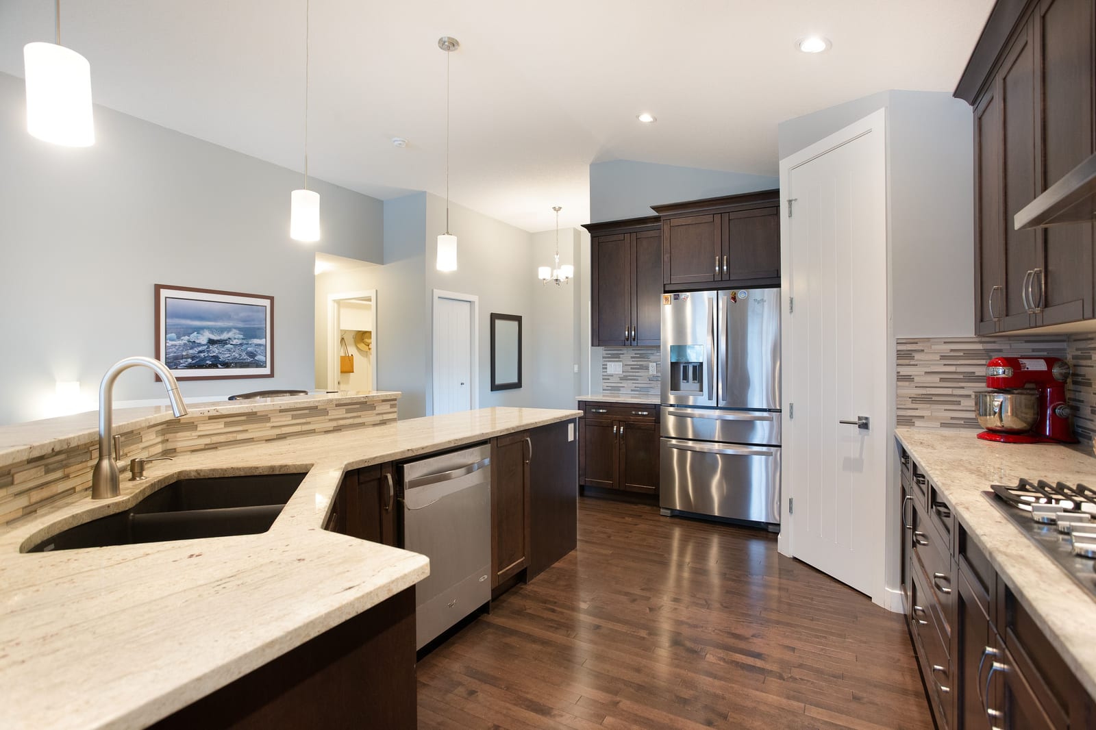 Kitchen sink and refrigerator