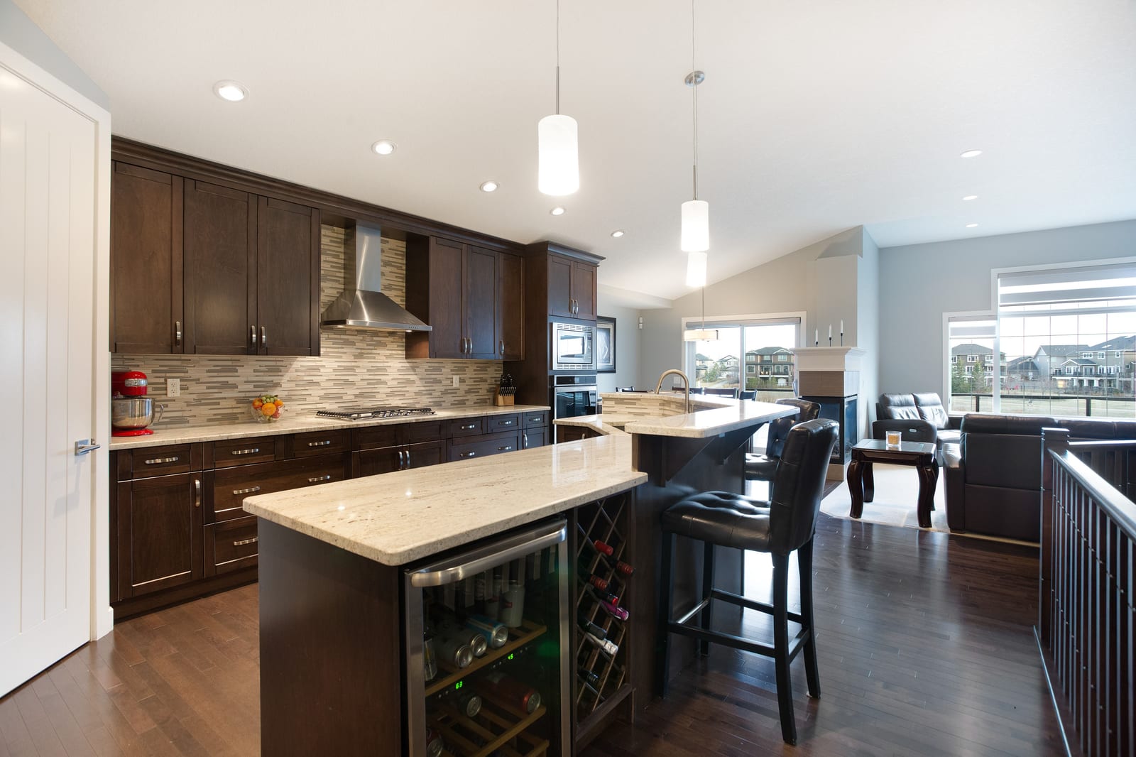 Kitchen island and built-in appliances
