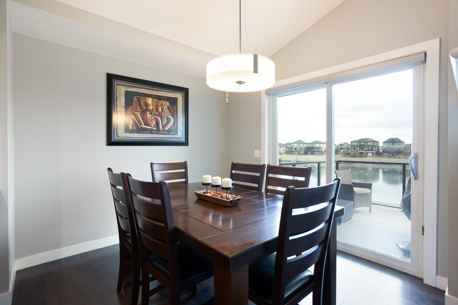 Dining area overlooking the pond