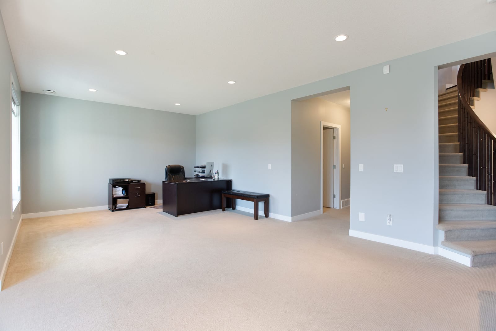 Walkout living space and staircase