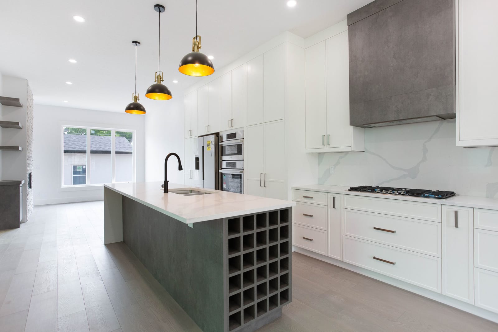 Kitchen storage and island seating — supplied paired-home gallery; confirm 1106 finishes