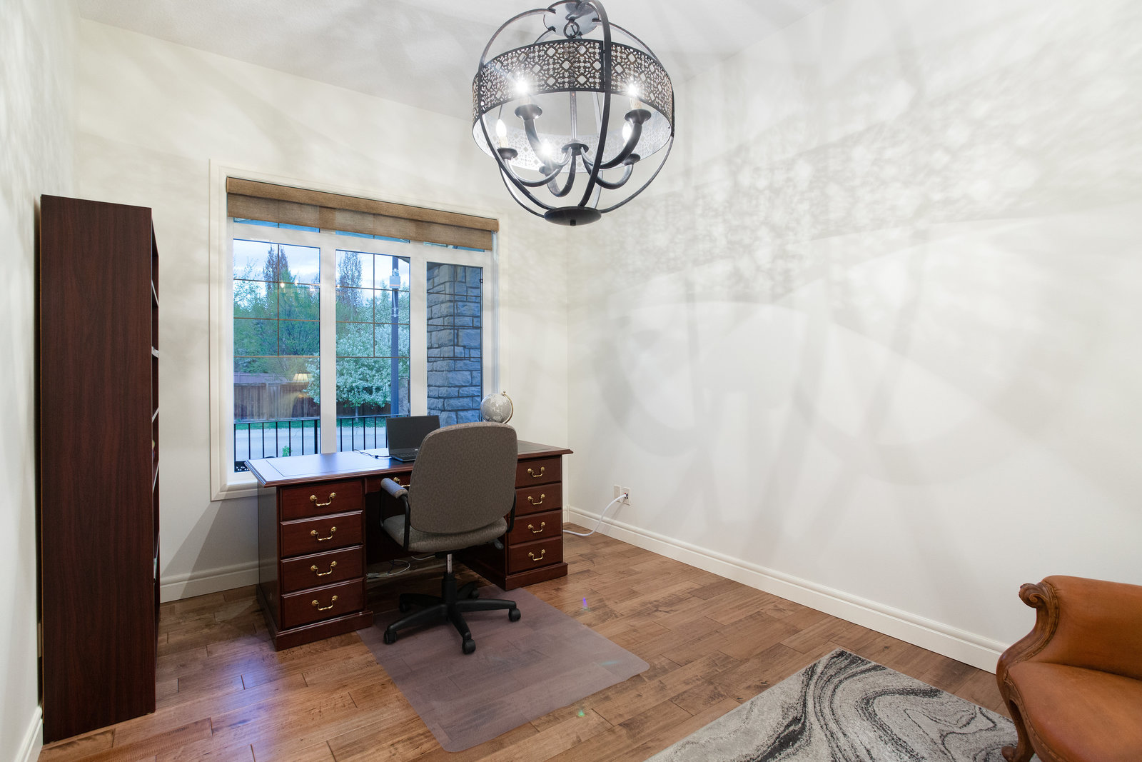 Front room with chandelier