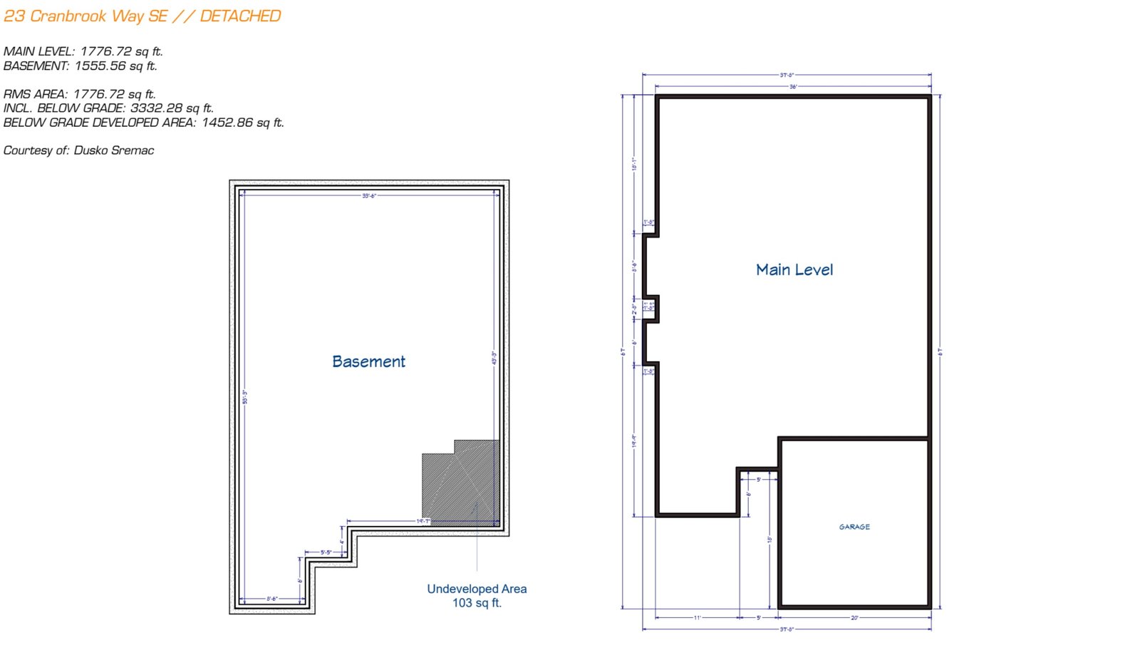 Original measurement diagram for 23 Cranbrook Way SE