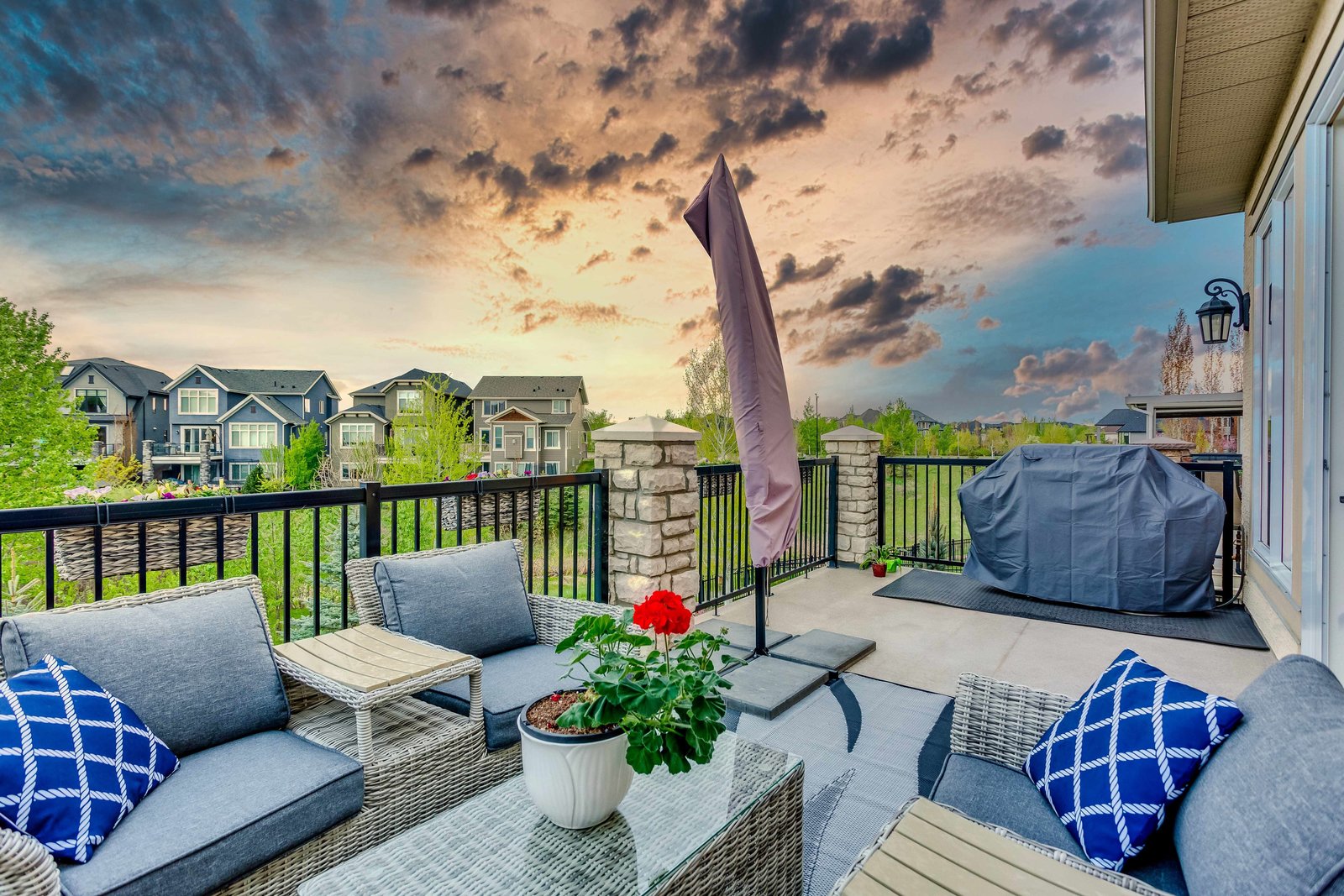 Main-floor deck and greenspace outlook