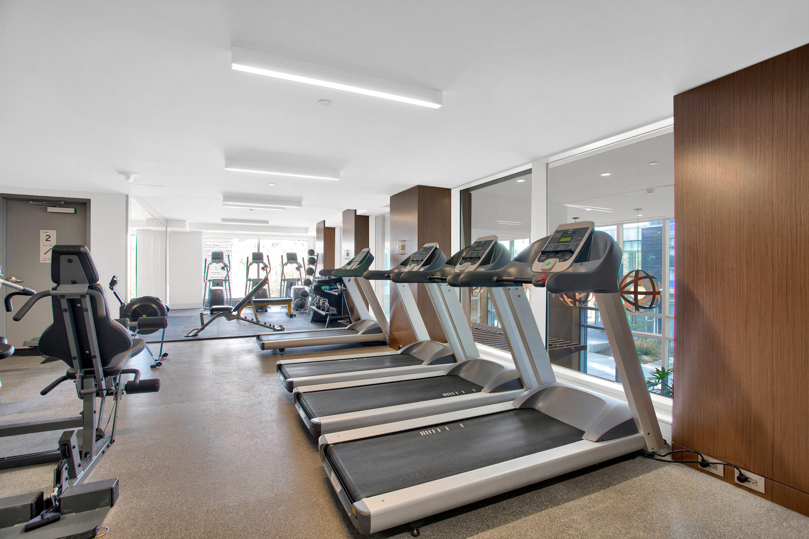 Fitness room with treadmills and exercise machines