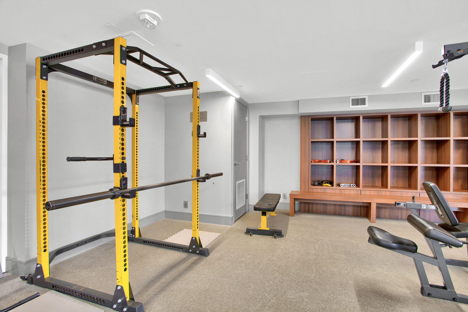 Fitness room with strength-training equipment