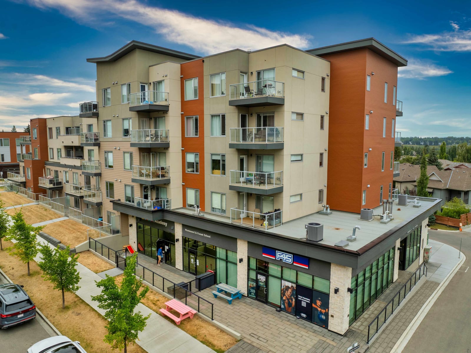 The building and surrounding streets