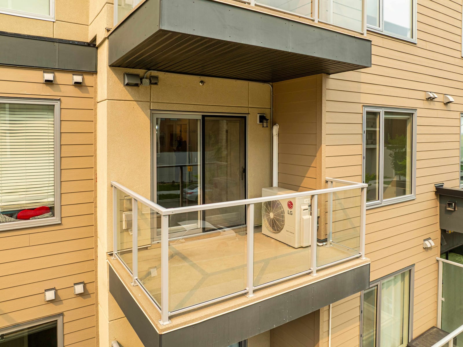 The covered balcony from outside