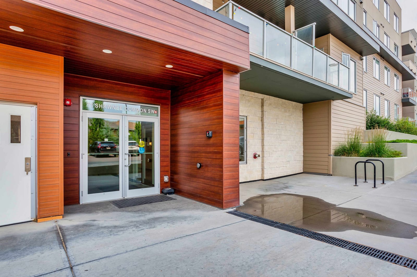 The sheltered building entrance